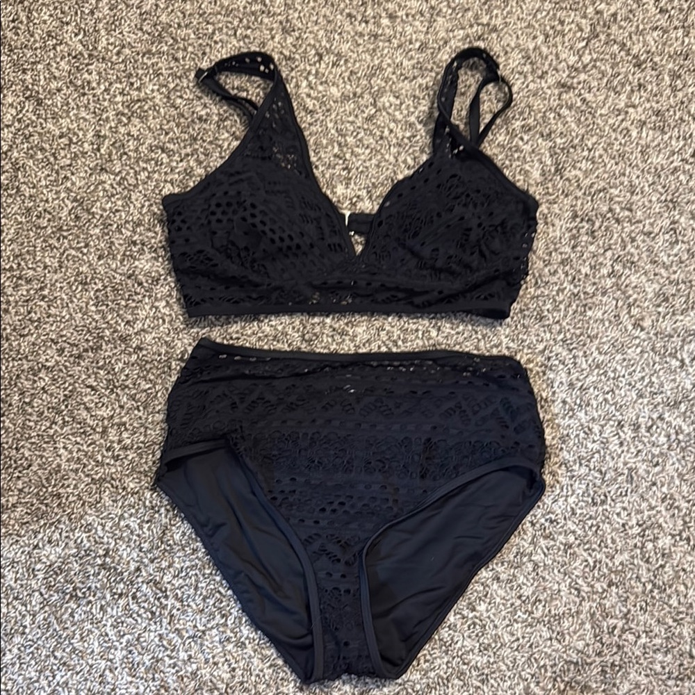 Black Lace Bikini Set